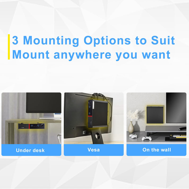 Mini PC Mount for Lenovo ThinkCentre Mounting Bracket Wall VESA and Under Desk Mount for Lenovo ThinkCentre Tiny Desktops M600 M700 M710Q M715q M720Q M800z M900 M910Q Mini Desktop Bracket