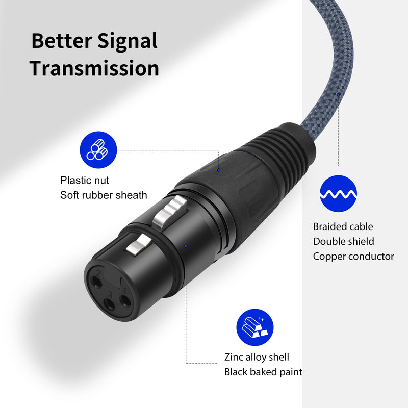 2 Pack 10FT Right Angle 1/4 TRS Male to 3Pin XLR Female Microphone Cable,6.35mm TRS to XLR Female Braid Quarter inch Balanced Cable for Mixer Microphone Active Speakers 10Feet