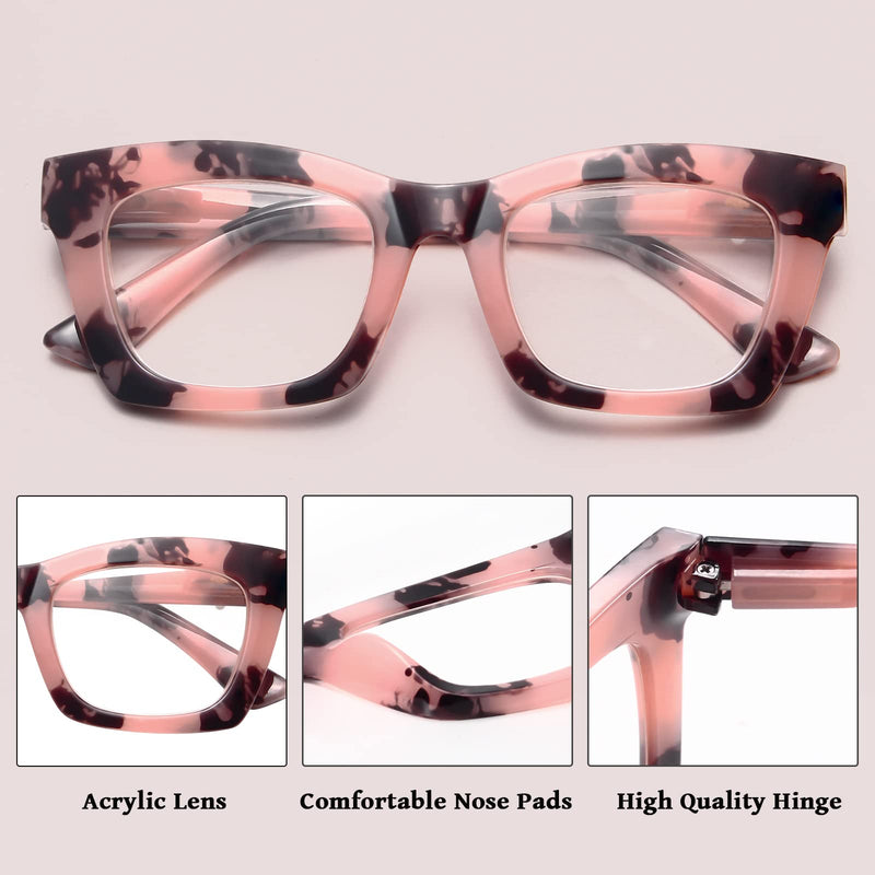 6 Pack Oprah Style Reading Glasses for Women Blue Light Blocking Computer Square Readers with Spring Hinge Men (A1 Mix, 1.5) A1 Mix 1.5 x