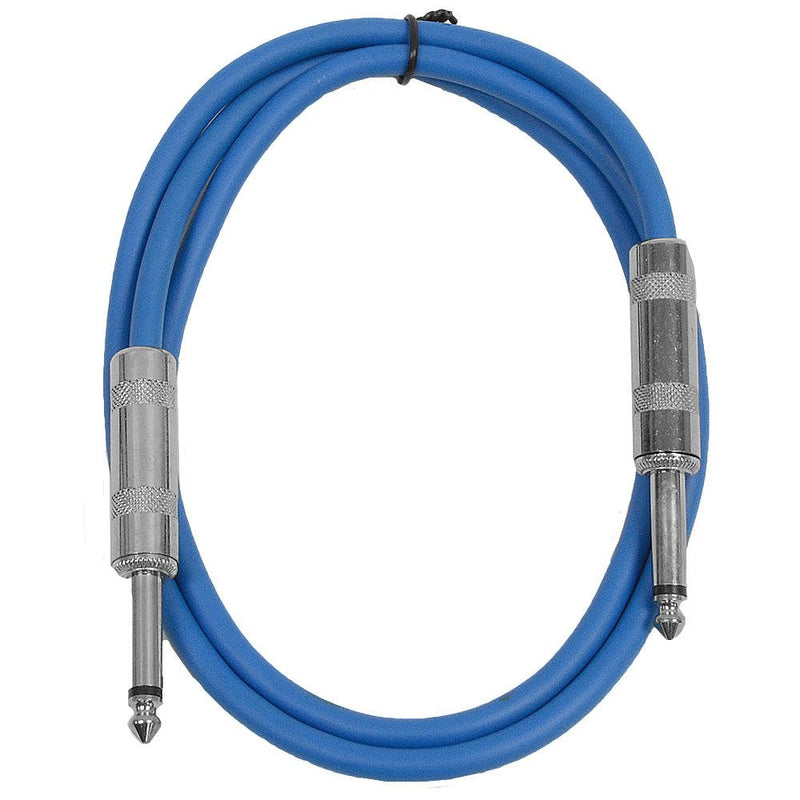 Seismic Audio Speakers Guitar Cables, TS ¼” Guitar Cables, Blue, 3 Feet 3 Foot
