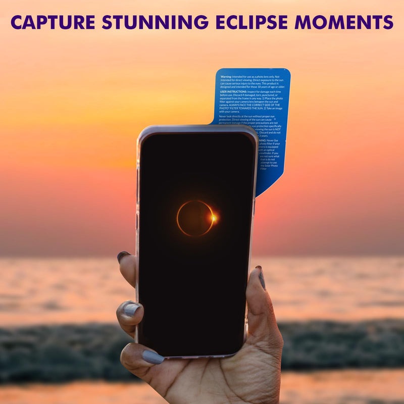 Solar Eclipse Imaging Enhancing Lens Filter for Your Smartphone 4-Pack. Capture The Eclipse and Ensure Your Phone Camera is Shielded from Harmful Rays