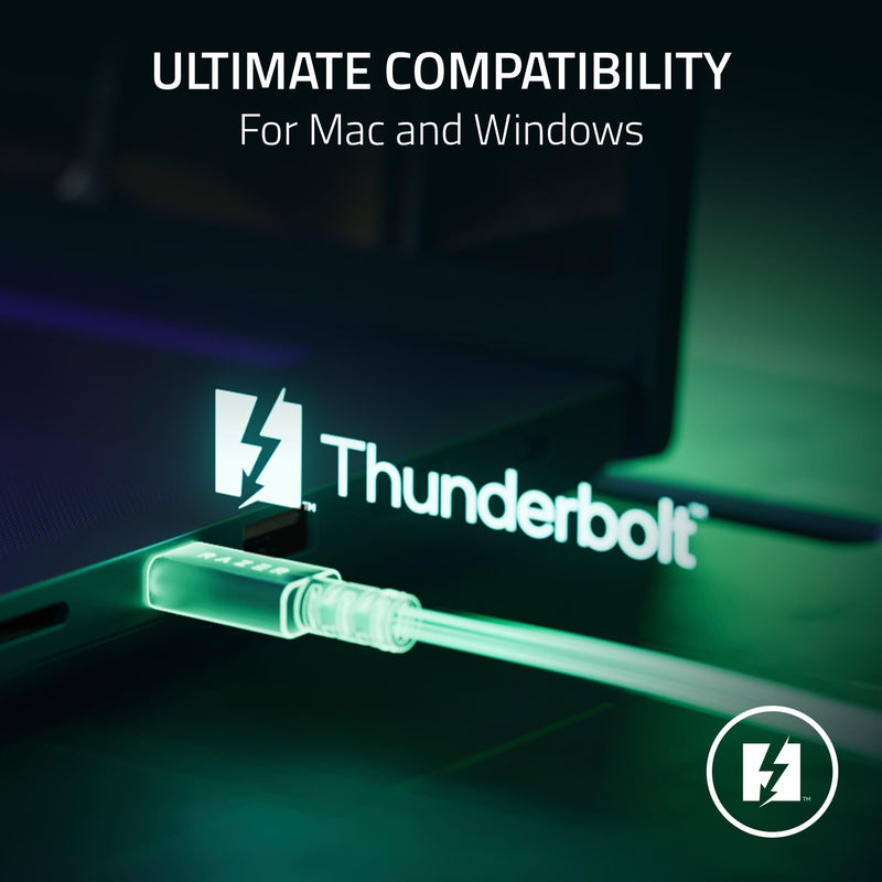 Razer Thunderbolt 4 Cable (2.0m / 6.56ft), USB-C to USB-C, White | Intel Certified, Up to 40 Gbs Per Second, Up to 8K Resolutions, Up to 100W PD, Compatible with Windows PC, Mac, TB3, USB 4 2.0M