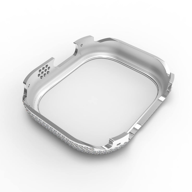Compatible with Apple Watch Ultra 1 2 3 49mm Bling Cover Sparkling Rhinestone Diamond Jewelry Case Bezel for Men Women (Silver, 49mm) Silver Ultra 49mm