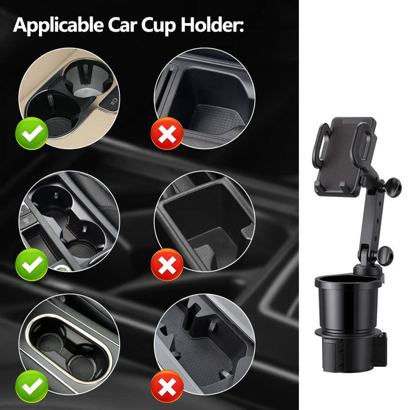 Center Console 2 in 1 Universal Cell Phone Holder Car Cupholder, Cup Holder Phone Mount for Car, Phone Mount for Car with 360° Rotation Fit for Most Cars
