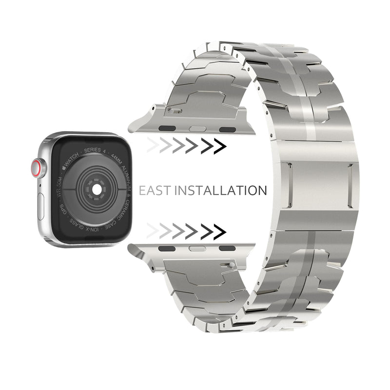 Band for Apple Watch, Titanium Metal Band 49/45/44/42mm for Apple Watch Ultra 2 /Series 9/8/7/6/5/SE, Wider Band for Men grey