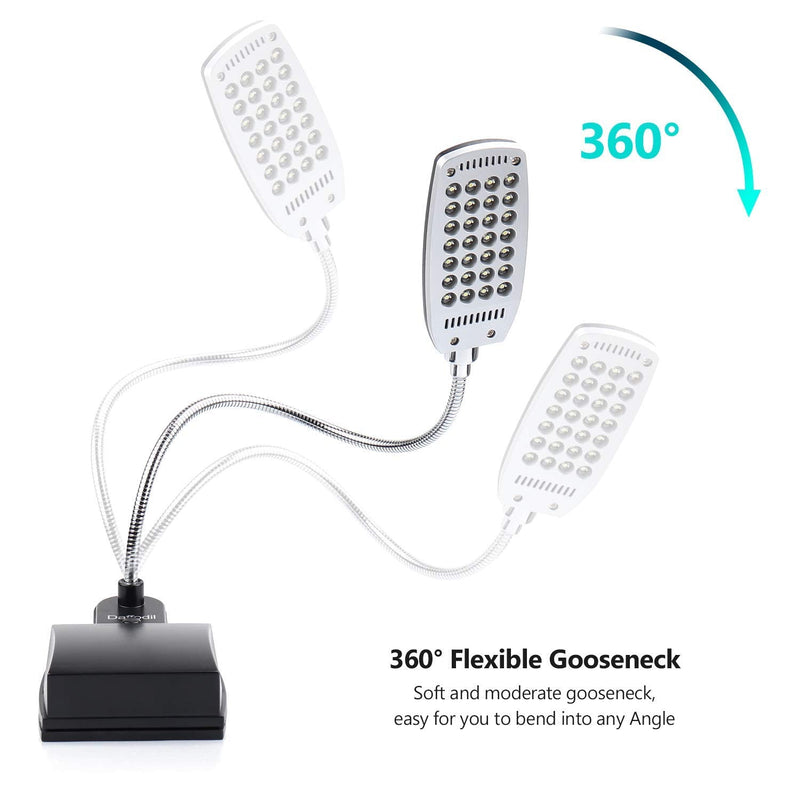 USB and Battery Powered Desk Keyboard Light - Daffodil ULT300 - Table/Headboard Clamp and Flexible Gooseneck with 28 LED Beads in 3 Brightness Levels for Easy Reading