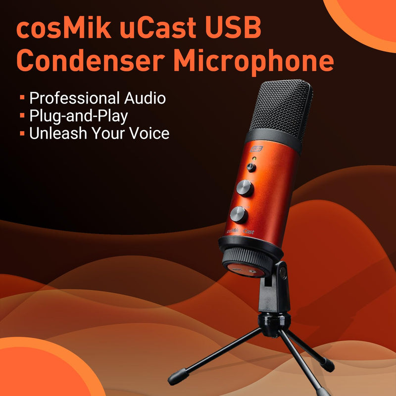 [AUSTRALIA] - ESI cosMik uCast | USB Microphone, Cardioid Condenser Computer Microphone for Gaming, Streaming, Podcasting, 2m USB-C Cable, Mute Button, Built-in Headphone Jack, Gain Control, USB Mic for PC & Mac cosMik uCast USB Microphone 