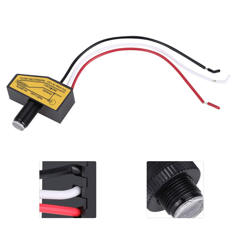 12 V Light Sensor, Twilight Switch 12 V, 12 V, 24 V, 36 V, 48 V Photocell Switch, Mini Light Switch Sensor, Dusk Control Until Dawn, Automatic On and Off, 8 V to 50 V