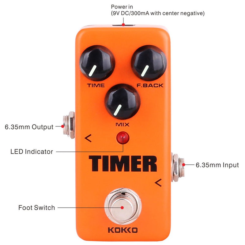 Guitar Mini Effects Pedal Timer - Digital Delay Effect Sound Processor Portable Accessory for Guitar and Bass, Exclude Power Adapter - FDD2