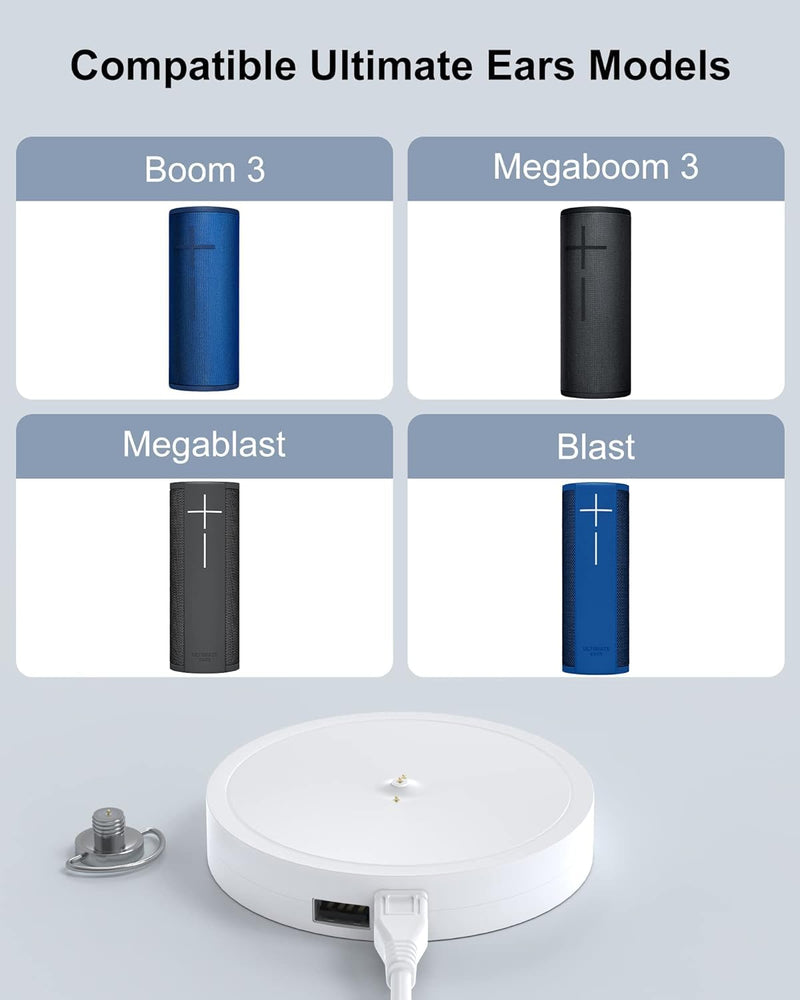 [AUSTRALIA] - Charging Dock Compatible with Ultimate Ears UE Boom 3, MEGABOOM 3, Blast & MEGABLAST Portable Waterproof Speaker. (White) White 