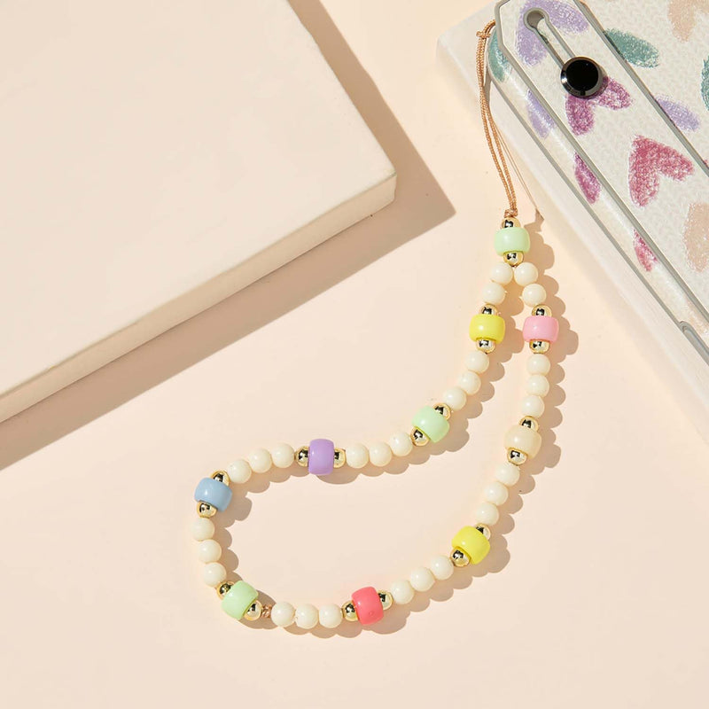 Beaded Phone Lanyard Strap Girly Style Fixed Beads Pearl Neck Lanyards A-PHLY-ykl-22
