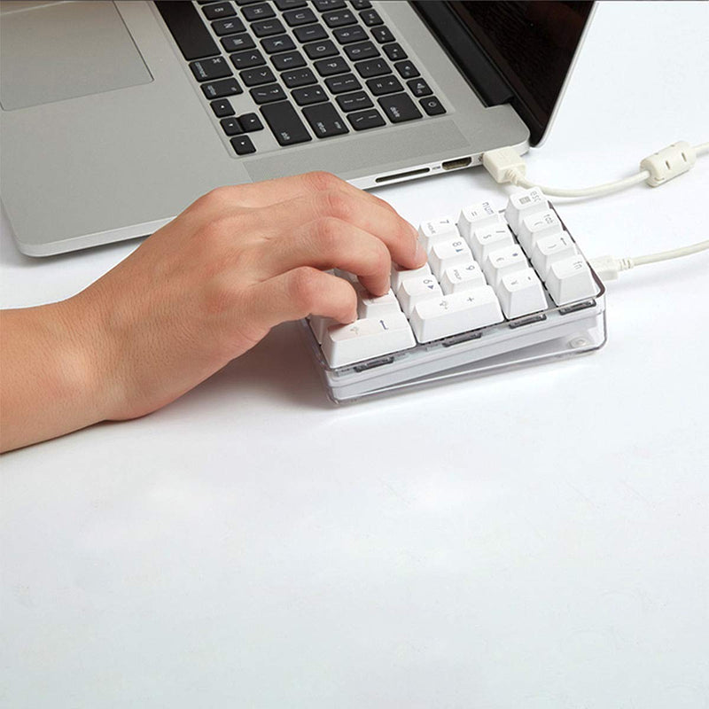 Mechanical Numeric Keypad GATERON Red Switch Wired Gaming Keypad Crystal Case White Backlit 21 Keys Mini Numpad Portable Keypad Extended Layout White Magicforce by Qisan 21 keys GATERON Red Switch