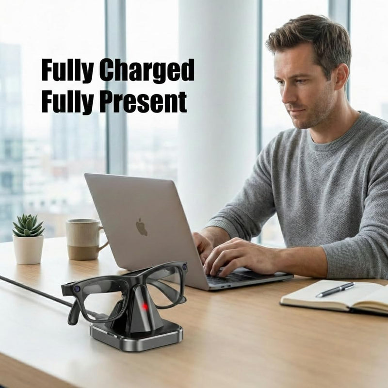 Charging Station Dock for Meta Ray-Ban & Oakley Meta Smart Glasses with Fast Charging, LED Indicator & Secure Spring-Loaded Hold