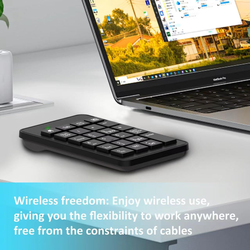 [AUSTRALIA] - Wireless Number Pad with Battery, Enhanced Efficiency with 23 Keys Numeric Keypad Upgraded Version of 10 key USB Keyboard Financial Accounting Numpad for Laptop, PC, Notebook, Desktop,Surface Pro 2.4GWireless 