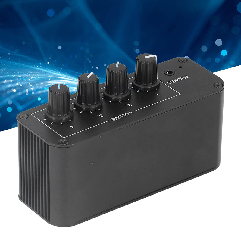 4 Channel Stereo Sound Mixer, Stereo Channel Mini Audio Mixer with Ultra Low Noise, Input and Output, Separate Volume Controls for Headphones