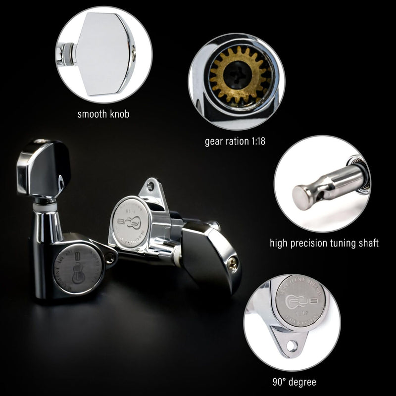 [AUSTRALIA] - FXJXB 18:1 Guitar Tuning Pegs 3x3 Standard Guitar Tuners Electric Or Acoustic Guitar Tuning Machines Tuning Keys Replacement-Chrome(3R+3L) 3L+3R Chrome 