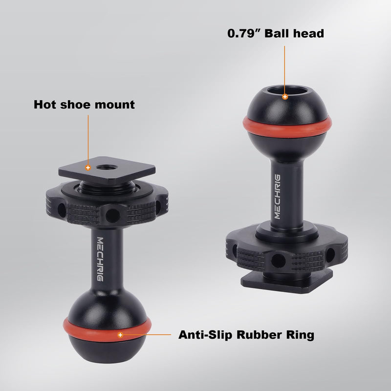 [AUSTRALIA] - 20mm Ball Head Hot Shoe Adapter for Camera Magic Arm, CNC Aluminum Alloy Quick Release Mount with Anti-Slip Ring for DSLR Rig/Gimbal Handle/Riding Filming(62008 Hot Shoe Mount Ball Head) 62008 