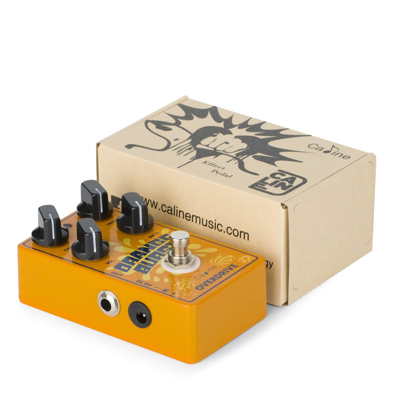 Caline CP-516 Orange Burst Overdrive Guitar Effect Pedal True Bypass Design White Knobs