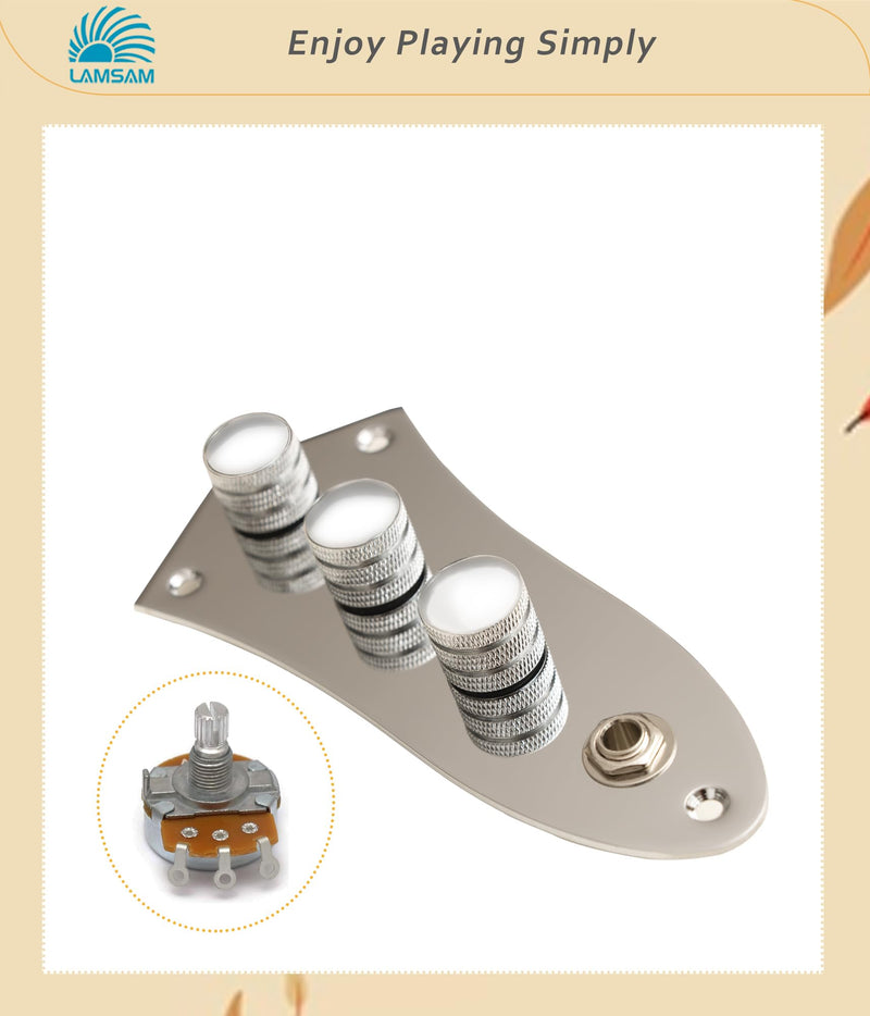 𝙋𝙧𝙚𝙬𝙞𝙧𝙚𝙙 𝘾𝙤𝙣𝙩𝙧𝙤𝙡 𝙋𝙡𝙖𝙩𝙚 for Jazz Bass Guitar, Loaded Guitar Control Board Wired with Alpha Potentiometers Full Contact Output Jack, As Luthier's Replacement Parts, Chrome-02 chrome/red