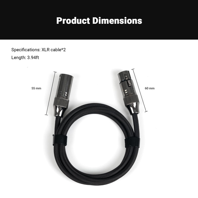 Fosi Audio XLR Cable 4ft, 2 Pack Cables for ZA3 ZD3 Amplifier DAC Preamp Microphone