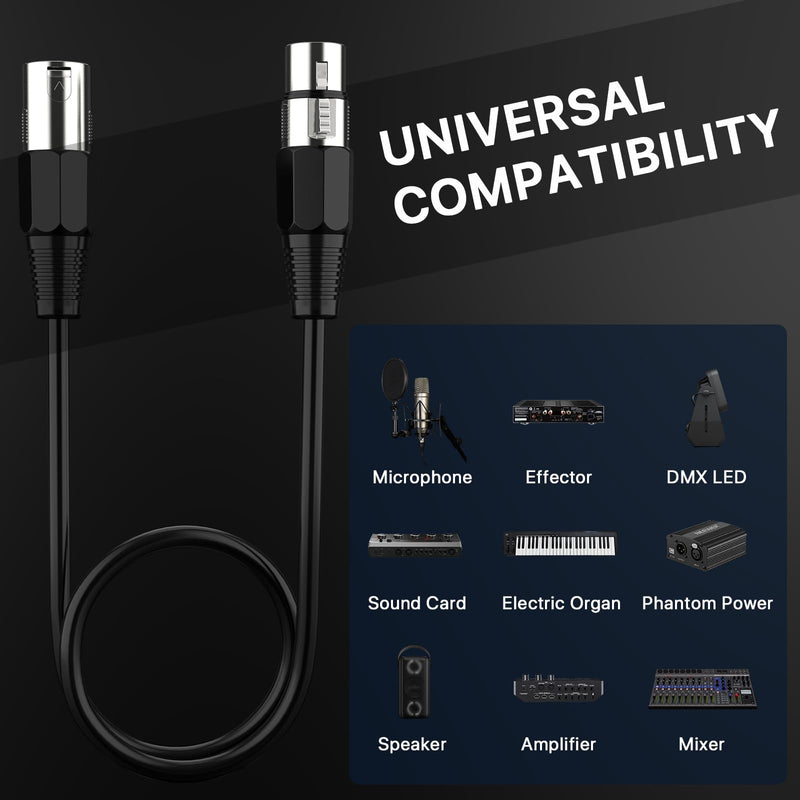 [AUSTRALIA] - EBXYA XLR Cable 2ft 6 Packs - Balanced Microphone Cable with 3-Pin XLR Male to Female Mic Speaker Cable, Black 2 Feet 6 Pack 