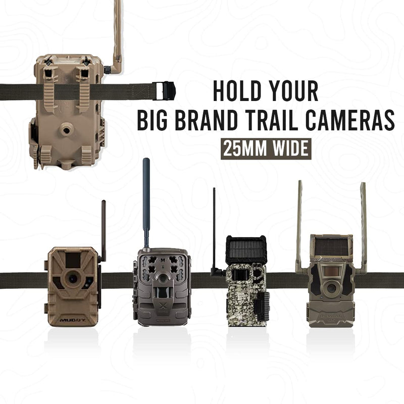 Trail Camera Straps, Game Cam Mounting Straps w/Durable Alloy Buckle, 6 ft. Long Hunting Utility Strap for Hanging Deer Camera Tree Stand, 25mm Width, Brown, 4-Pack Brown-4 Packs