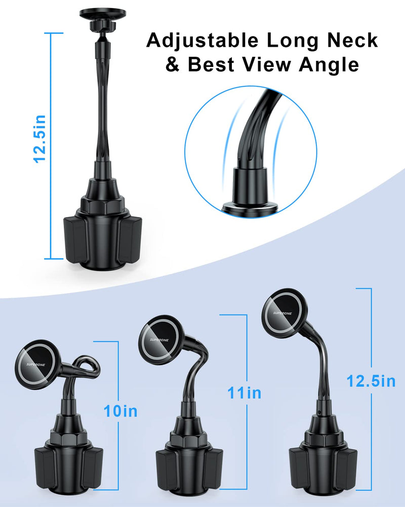 SUPERONE Magsafe Cup Holder Phone Mount, Universal Cup Phone Holder for Car | Wireless Magnetic Car Mount with Adjustable Neck & 360°Rotation for iPhone 17 16 15 14 13 12Pro Max Samsung Smartphones