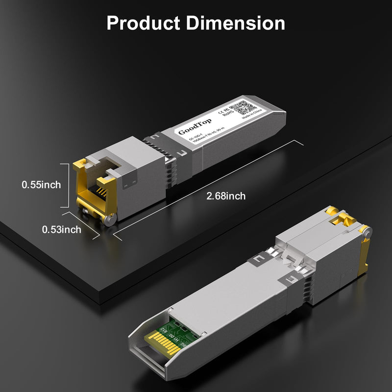 10G SFP+ to RJ45 Transceiver up to 30m, 10GBase-T RJ45 SFP+ Copper Module | GoodTop SFP to RJ45 |1G/2.5G/10G Adaptive | SFP to Ethernet | Plug and Play | Hot Pluggable