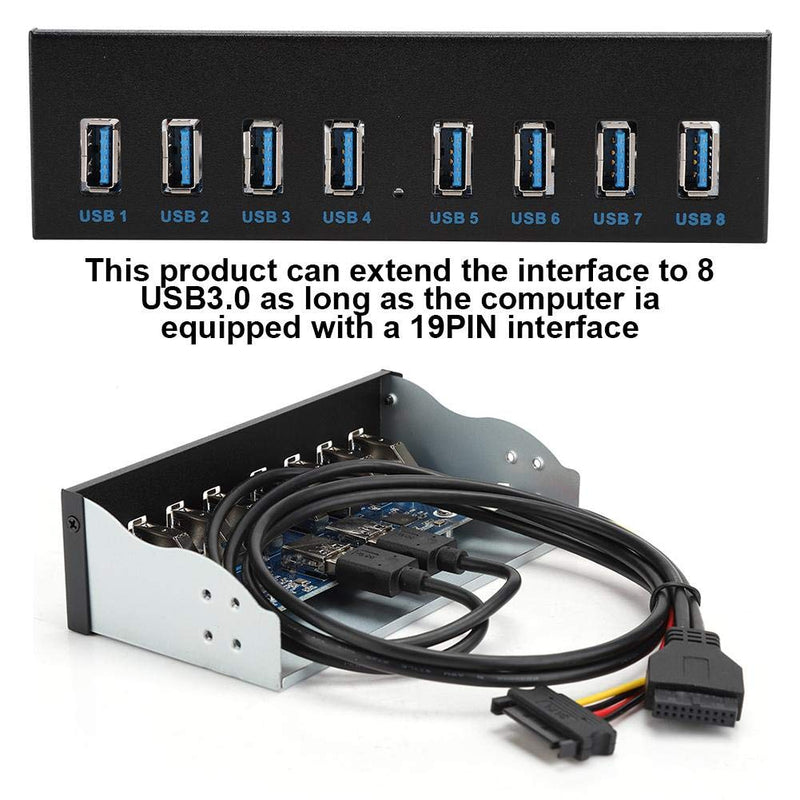 USB3.0 8 Port HUB Optical Drive Panel 19PIN 8 Port Hub Optical Drive Extension Front Panel Adapter for PC Computer, Extension Drive Front Panel