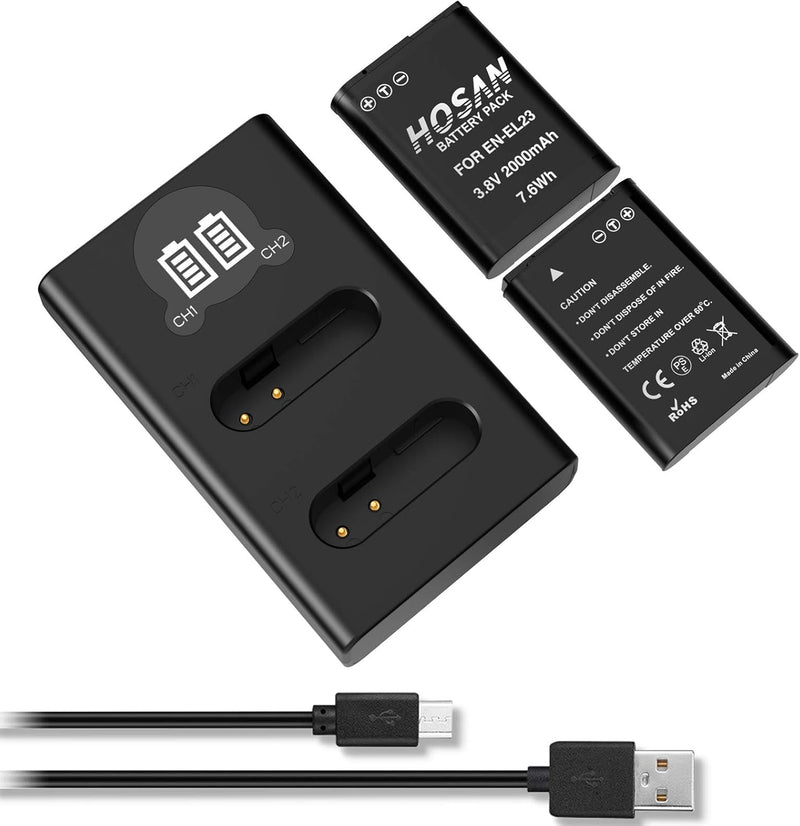 [AUSTRALIA] - BM Premium 2 Pack of EN-EL23 Batteries and Battery Charger for Nikon Coolpix B700, P900, P600, P610, S810c Digital Camera 