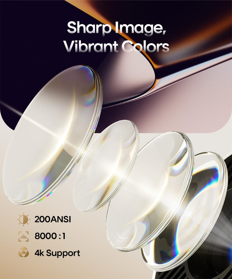 [AUSTRALIA] - Mini Projector with Wifi 6 and Bluetooth5.4, Portable Projector 4K Support, Android 14 Smart Proyector with 200ASIN & Auto Keystone, Alwtniet HY300Pro Small Proyector for Bedroom, Movie, Outdoor White 