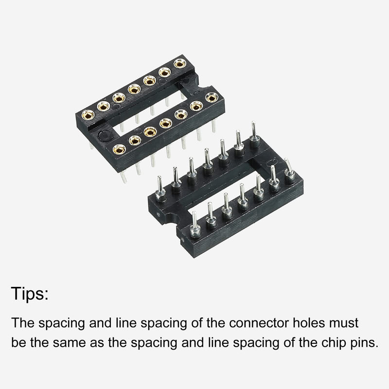 sourcing map DIP IC Chip Socket Adapter Flat Pin 14P 2.54mm Pitch IC Socket for PCB Board Chip 10 Pack