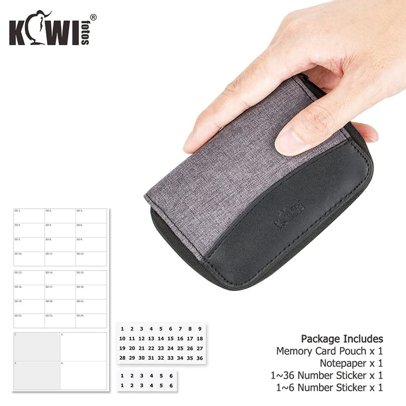 (24 SD + 4 CF) 28 Slots Memory Card Case Holder with Labels, SD Card Wallet Storage for 24 SD SDXC SDHC Cards + 4 CF XQD Cards, Portable Carrying Cases Organizer with Number Sticker - Grey Gray, 24 SD + 4 CF