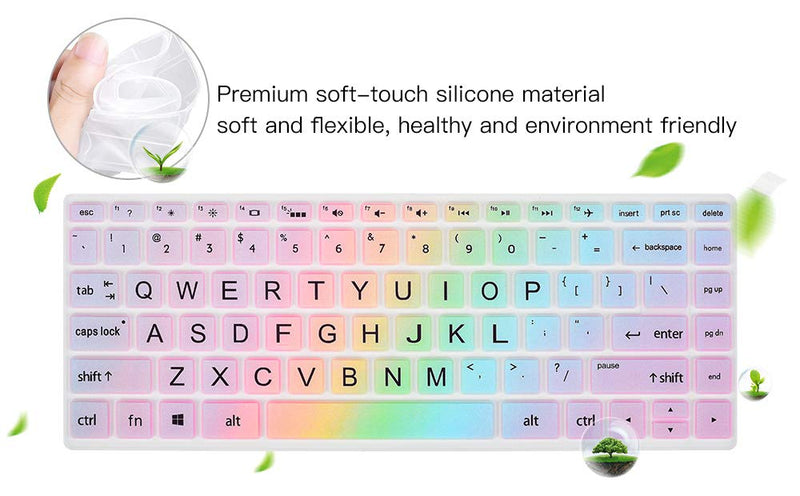 Keyboard Cover for HP Pavilion X360 14" & HP Laptop 14 14-dq 14-fq 14-dk 14m-dh 14-cd/ce/cf Series 14-cf0006dx/cf0012dx 14-dk0002dx 14-dq0011dx/dq1037wm/dq1089wm 14-fq0040nr/fq0050nr Keyboard Skin Colorful Rainbow