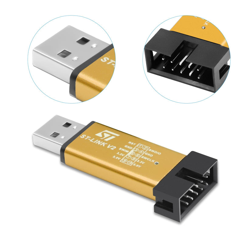 ST-Link V2 Programming Binghe ST Link V2 Emulator ST-Link Downloader Mini Debugger Programming with Dupont Wires ST-Link Emulator Downloader for 8/32 Bit Microcontroller