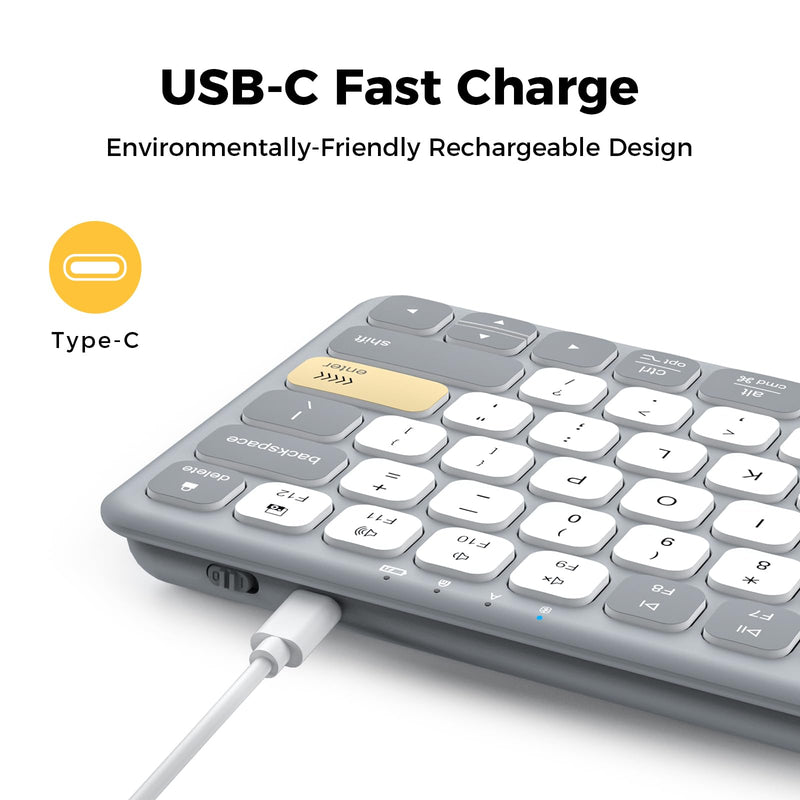 [AUSTRALIA] - iClever Compact Keyboard, BK50 Bluetooth Keyboard for iPad, Colorful iPad Keyboard, Portable and Ultra Slim Design, Sync to 3 Devices, with Large Keycap for iPhone, Laptop, Tablet, Windows 