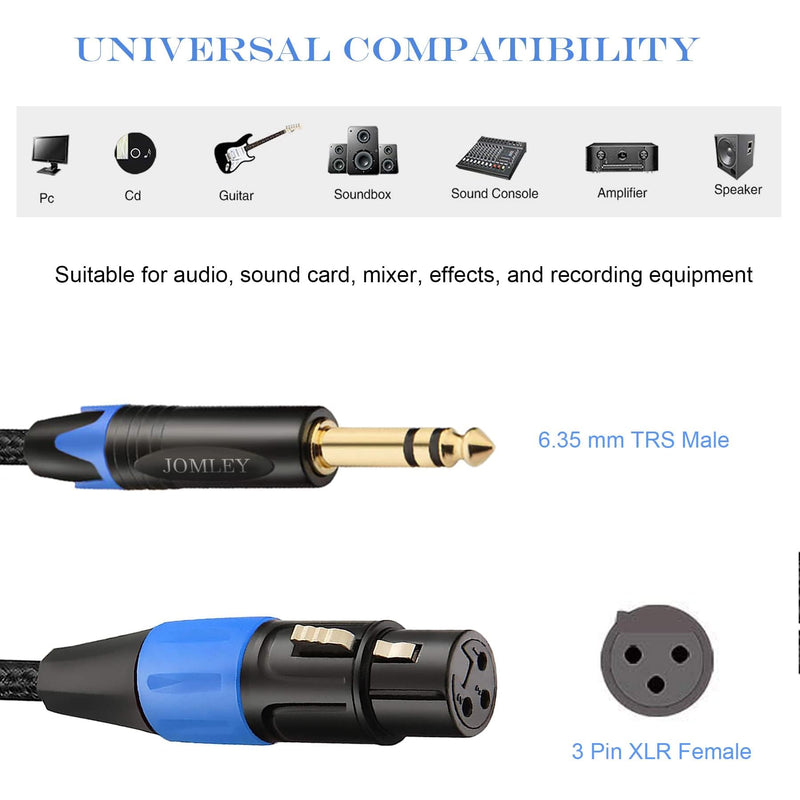 [AUSTRALIA] - Female XLR to 1/4 inch (6.35mm) TRS Balanced Microphone Cable, Nylon Braid 3-Pin XLR Female to Quarter inch TRS Male Interconnect Patch Cable - 10ft 10ft(3m) 
