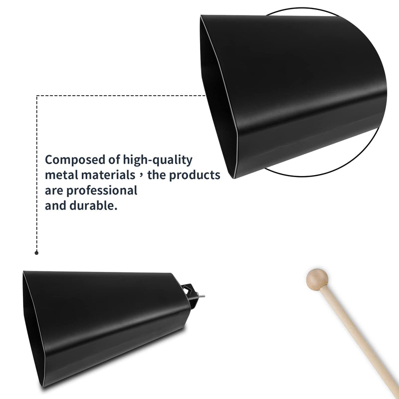 Soulmate Cowbell 5 inch Metal Steel Cow Bell Instrument Noise Makers Cowbell Hand Percussion Cow Bells with Handle Stick for Drumset 5”
