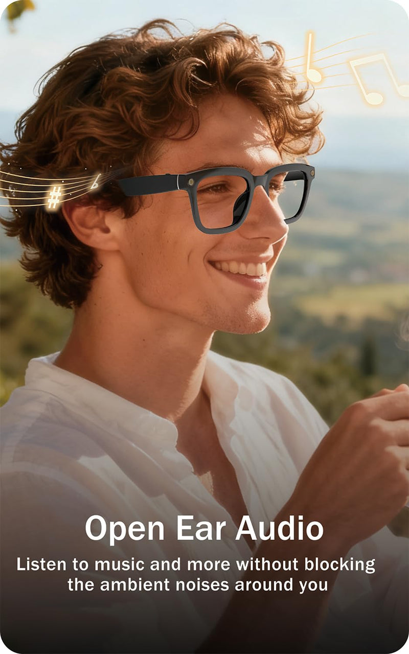 8MP HD AI Smart Glasses with Camera for Video Recording & Photo Capture | EIS Anti-Shake TEC, Real-Time Translation, Open-Ear Bluetooth Audio, Object Recognition, Voice Assistant, for Life & Work Z-AI Camera Smart Glasses
