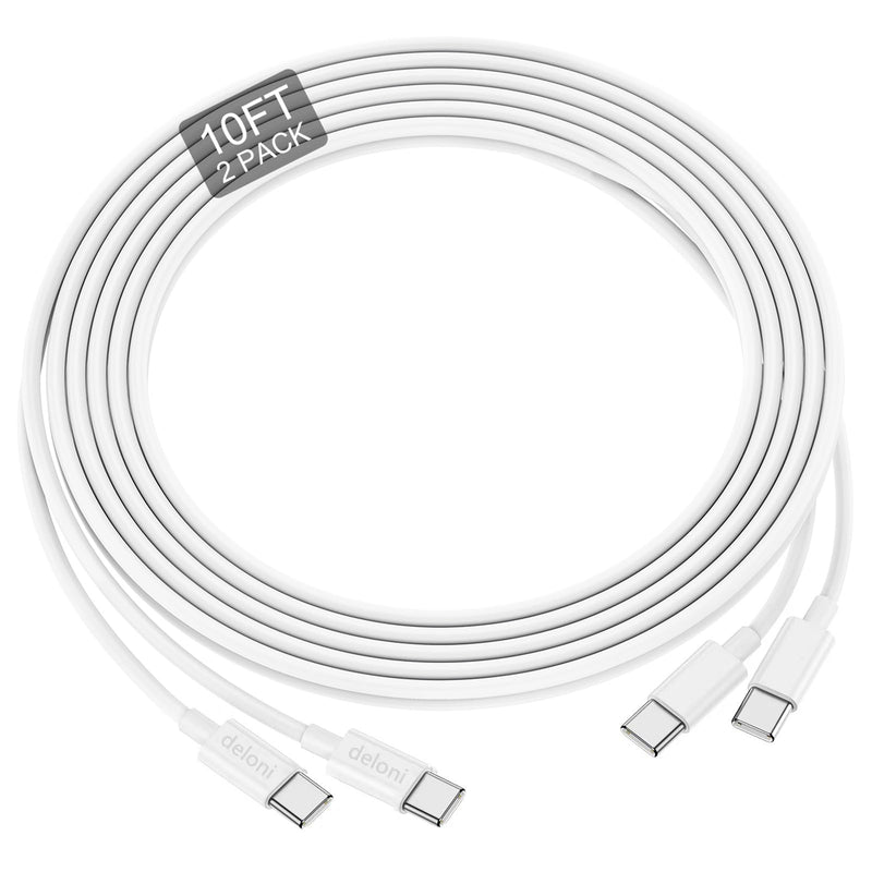 Phone Charger Fast Charging 10 FT, Long USB C to Lighting Cable 10 Foot with 20W USB C Rapid Phone Charger Block, Compatible with iPhone 14 Pro/13Pro Max/12/11Pro/Mini, 2 Pack White 2Pack 10FT