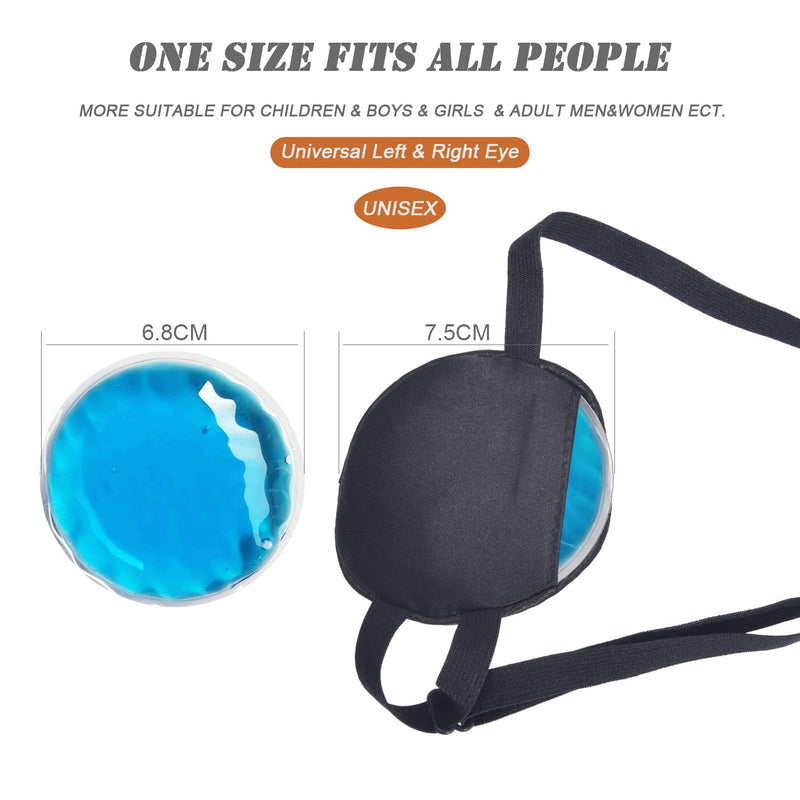 Ice Eye Patches for Puffy Eyes, Pure Silk Cooling Single Eye Patch Medical One Eye Mask Cover Cold Hot Therapy Strabismus Lazy Eyes Bags After Surgery Pirate Eyepatch Adult Kid (Black) Black