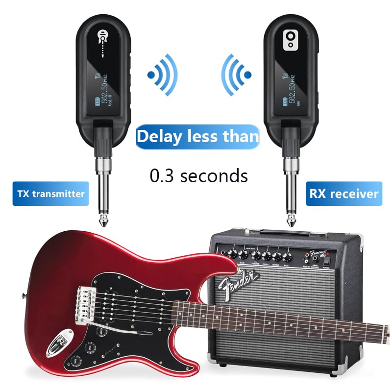 [AUSTRALIA] - YXG Wireless Guitar System - UHF Transmitter Receiver, Rechargeable Audio, 20 Channels, for Electric Guitar Bass (1-Channel) 1-Channel 