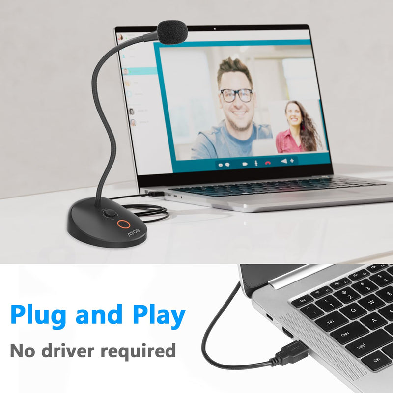 BOYA USB Microphone, Gooseneck with LED Indicator, Mute Button, Gain Adjustment, for Video Conferences, BY-GM12 GM12