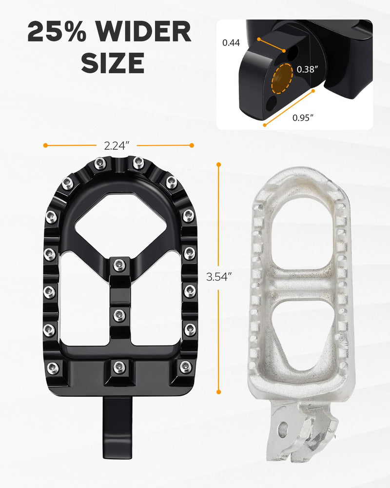 PBYMT CNC Wide Foot Pegs 360° Roating, Stainless Steel Joint MX Chopper Bobber Style Fit For Harley Davidson Dyna 1993-2017, Fatboy 1990-2017, Iron 883 2009-2017, Sportster 883
