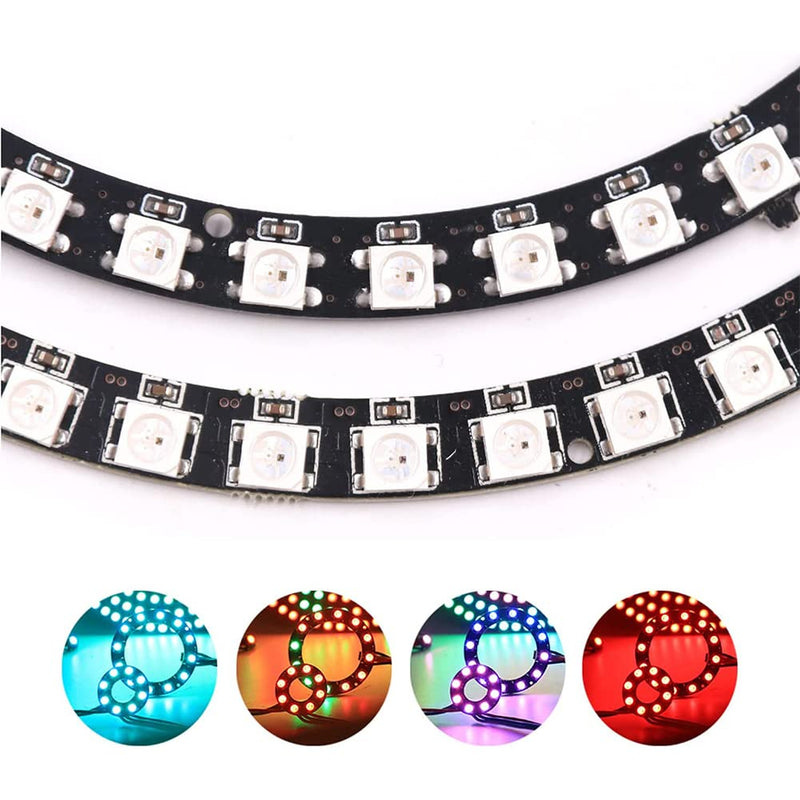 16 Bits WS2812 Addressable LED Ring with SM2.54-3P Connector Wire, 16 X WS2812B 5050 RGB LEDs with Integrated Drivers DC5V for Arduino ESP8266 ESP32 Devkit Nodemcu (Pack of 4pc)