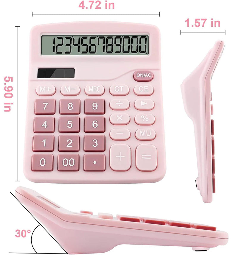 [AUSTRALIA] - Office Desk Calculator, Cute Calculator for Kids, Basic Calculators Desktop, Dual Power Simple Financial Calculator with Big Button Large Display for Office Home and School (Pink) Pink 