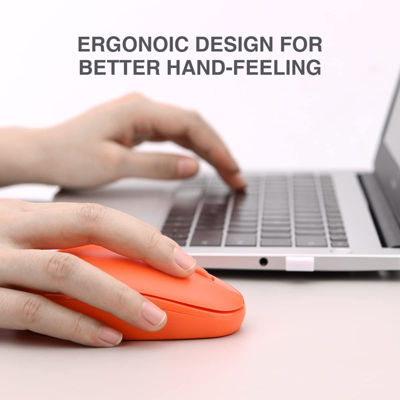 Wireless Mouse ,Rii RM700 2.4G Silent Mouse with 3200 DPI ,Computer Mouse with USB Nano Receiver for Laptop,PC,Mac,Chromebook,Windows and School Work(Orange) Orange