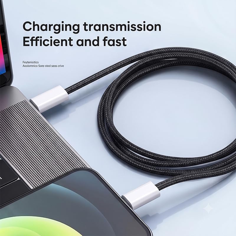 USB-C to USB-C Data Cable, 60W Fast Charge Type-C Charging Cable, Braided USB-C Charging Cable (Purple,2m) Purple 2m