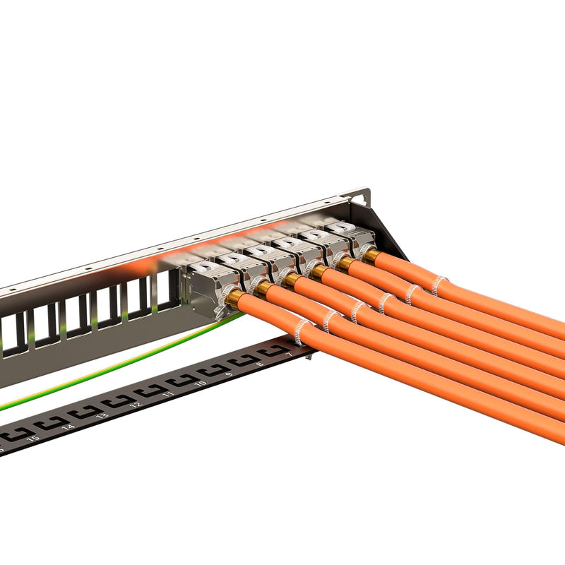 FGB 1U Patch Panel 24 Port for Keystone Modules with 12 Pieces Blank Keystone Inserts, 19 Inch Rack Installation or Wall Mounting Patch Panel with Rear Strip, Compatible CAT5 CAT6 CAT7 CAT8 Network