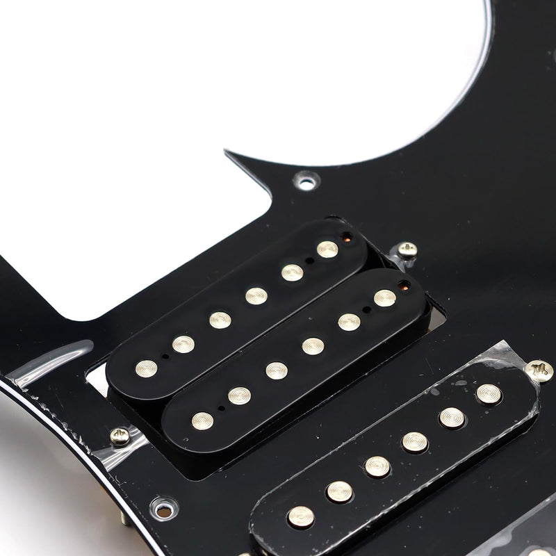 [AUSTRALIA] - 3-Ply Prewired Loaded HSH Guitar Pickups Pickguard for Ibanez Electric Guitar Replacement (Black) Black 